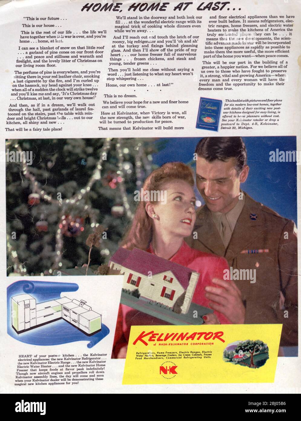 26 December 1944 Advertisment for Kelvinator have your dream kitchen when your man comes home from war Stock Photo