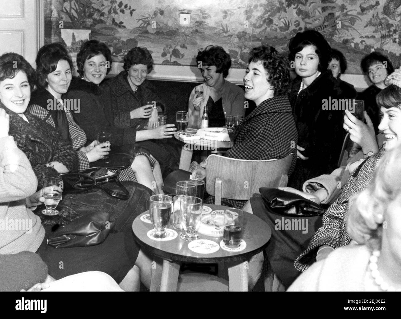The all women bar, in Nun Street, Newcastle, and has proved to be a great success. It is restricted solely to women - 21st November 1961 Stock Photo