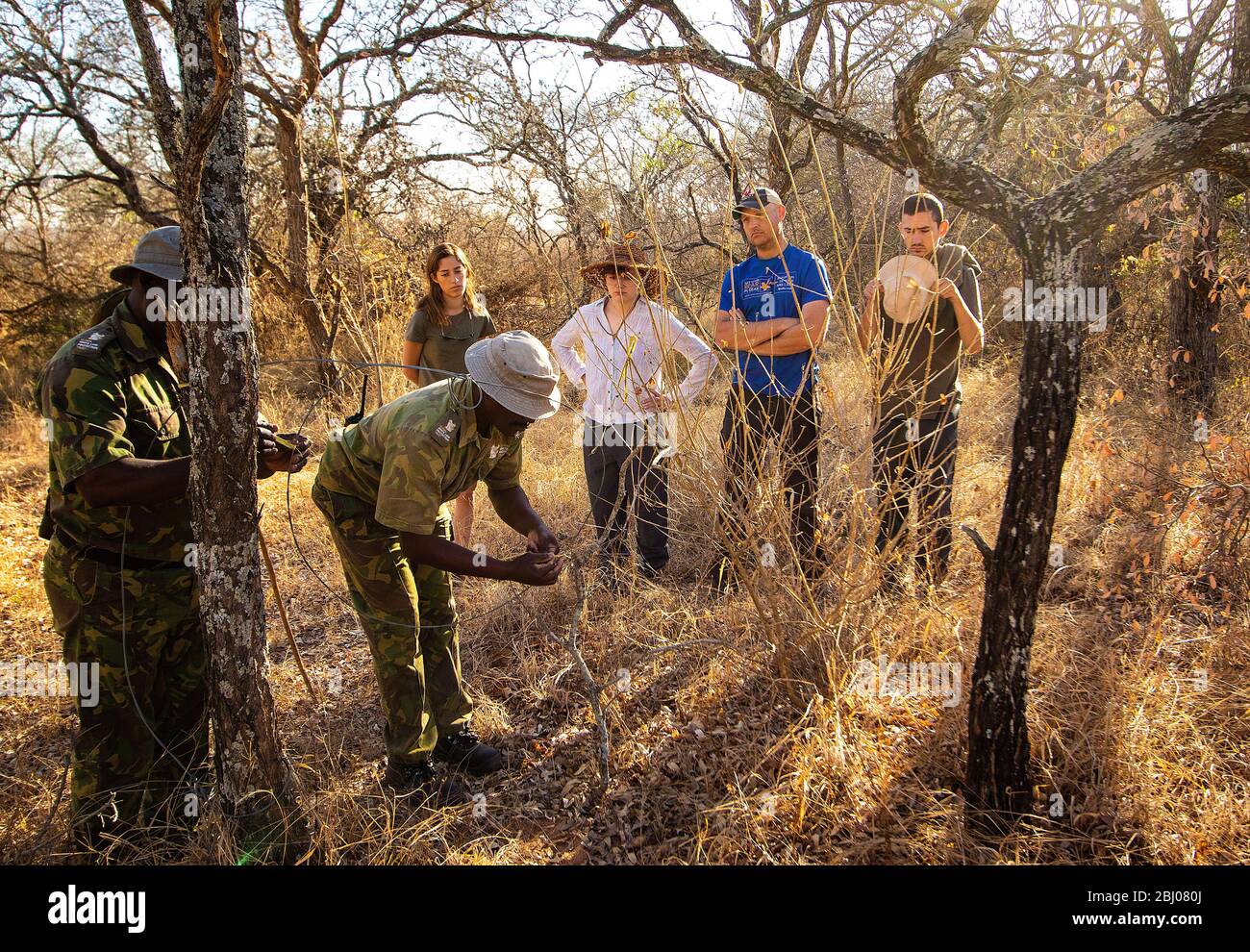 Volunteers with anti-poaching unit patrols  in Timbavati Game Reserve, South Africa Stock Photo