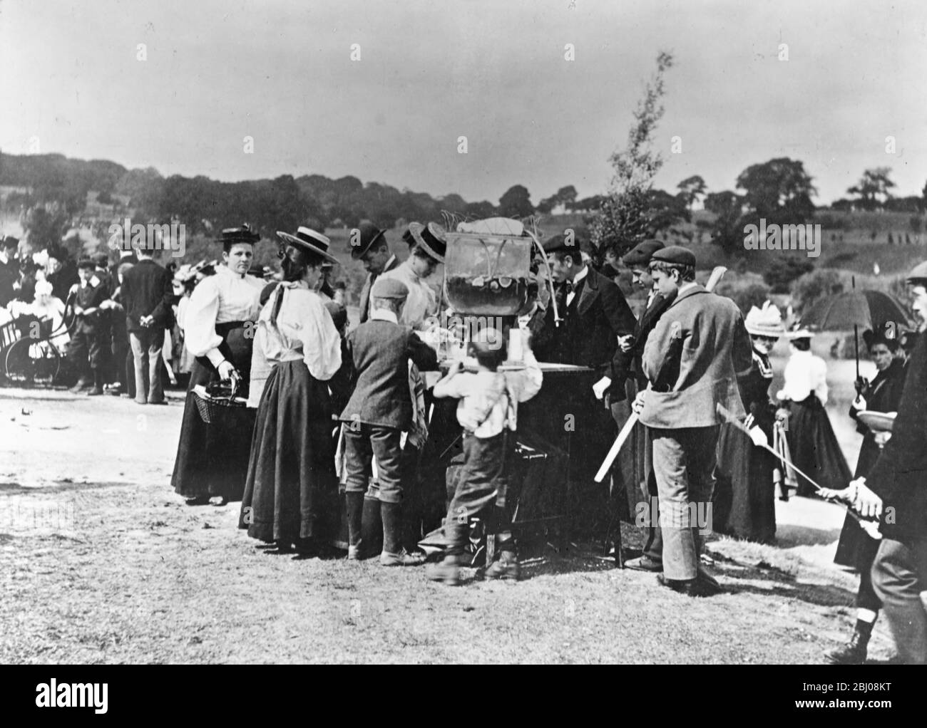 A lemonade stall offering refreshments to vistors of a park. England. c.1895 - Photograph by Paul Martin (d.1944) Stock Photo