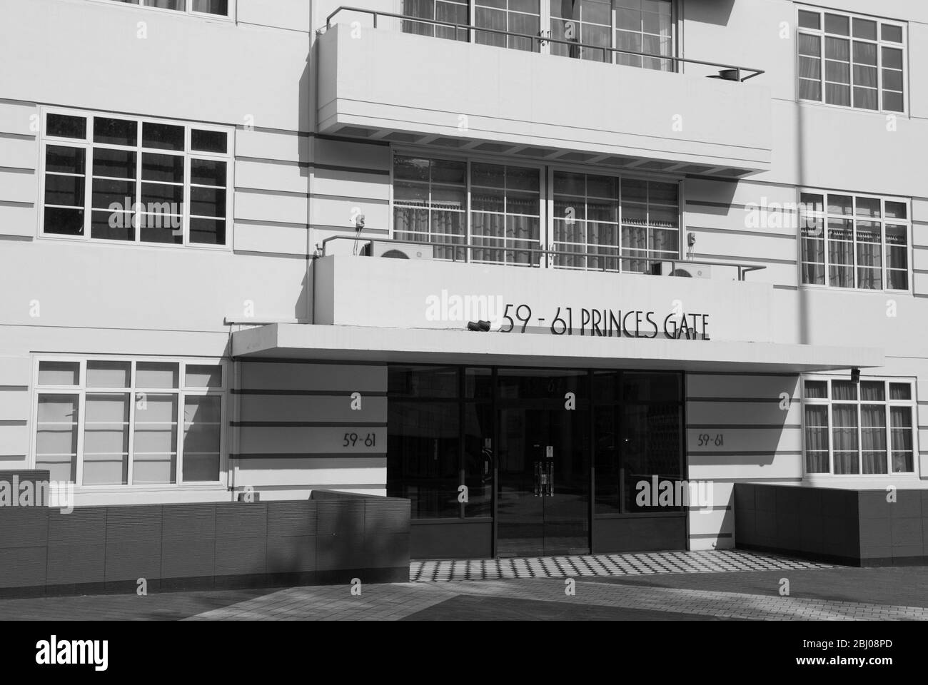 1930s art deco entrance facade Black and White Stock Photos & Images ...