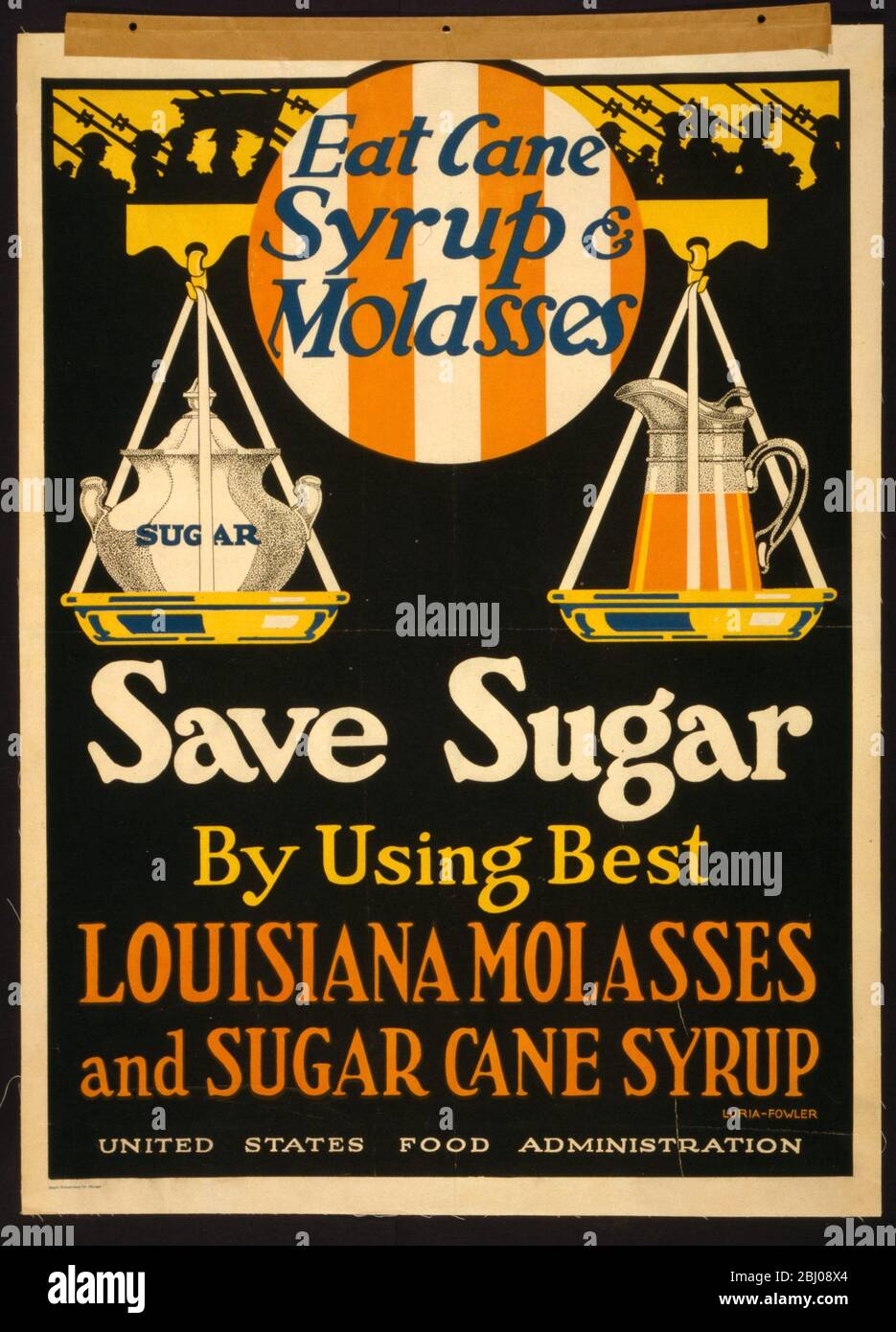 WW1 US rationing poster. Eat cane syrup and molasses, save sugar by