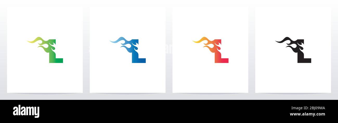 Fire Flame On Letter Logo Design L Stock Vector