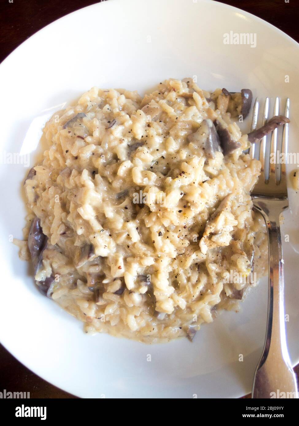 RIsotto made with canarola rice with wild mushrooms Stock Photo