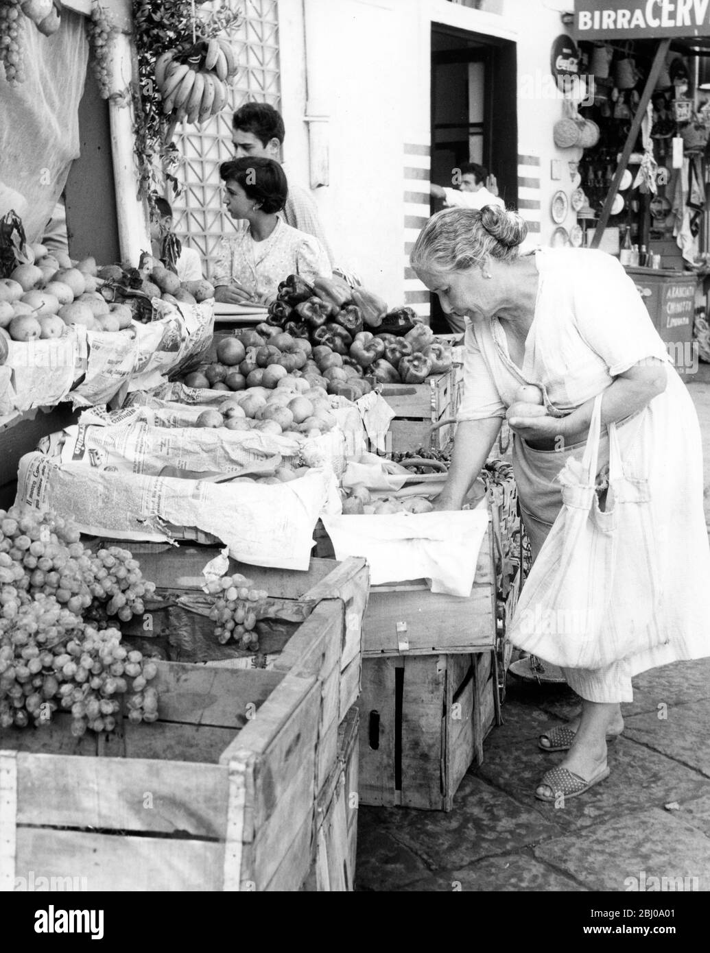 A fruit market in the Island of Capri , Italy - undated Stock Photo