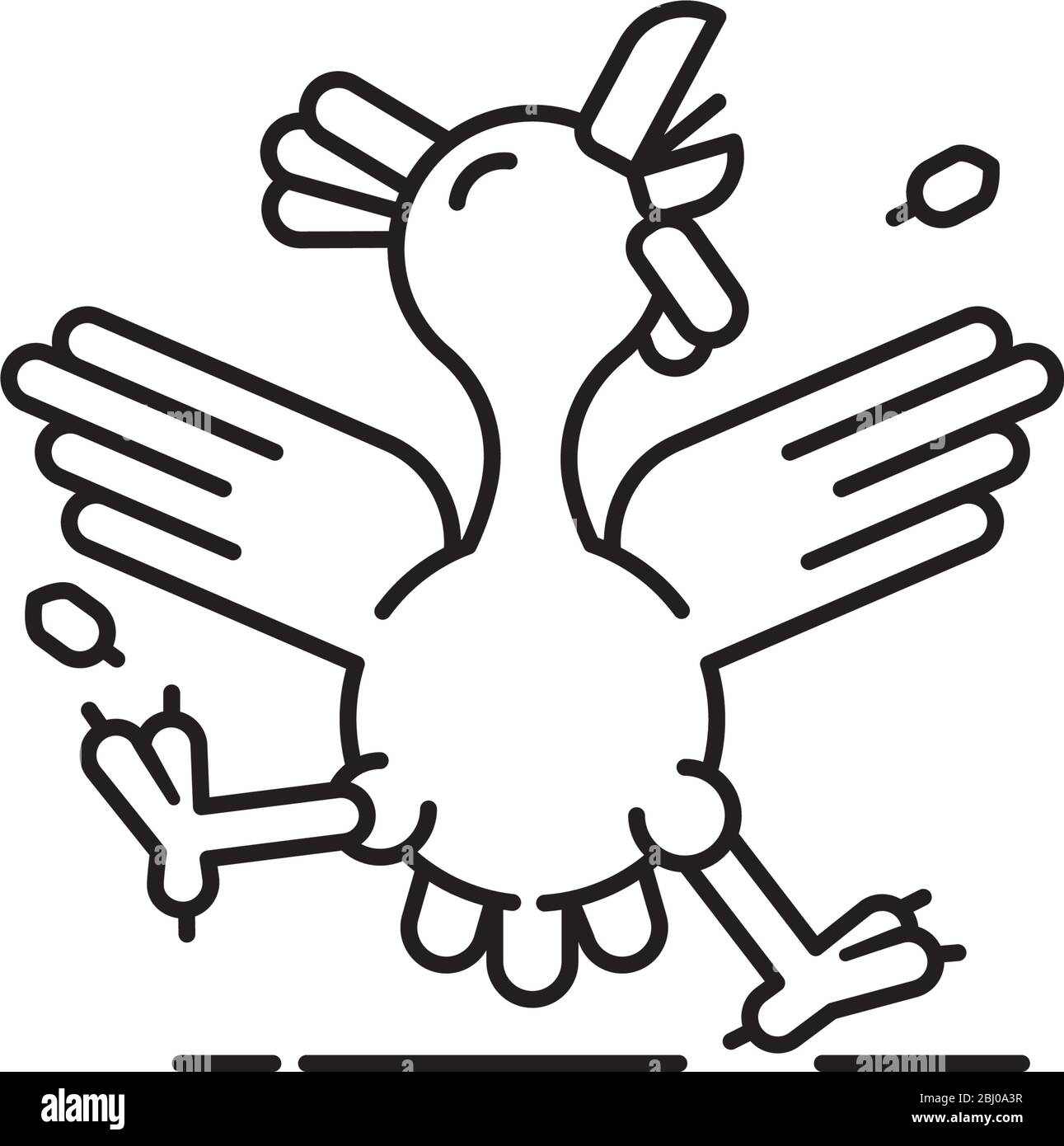 Dancing chicken ivector line icon. Cheerful cartoon hen character outline symbol. Stock Vector