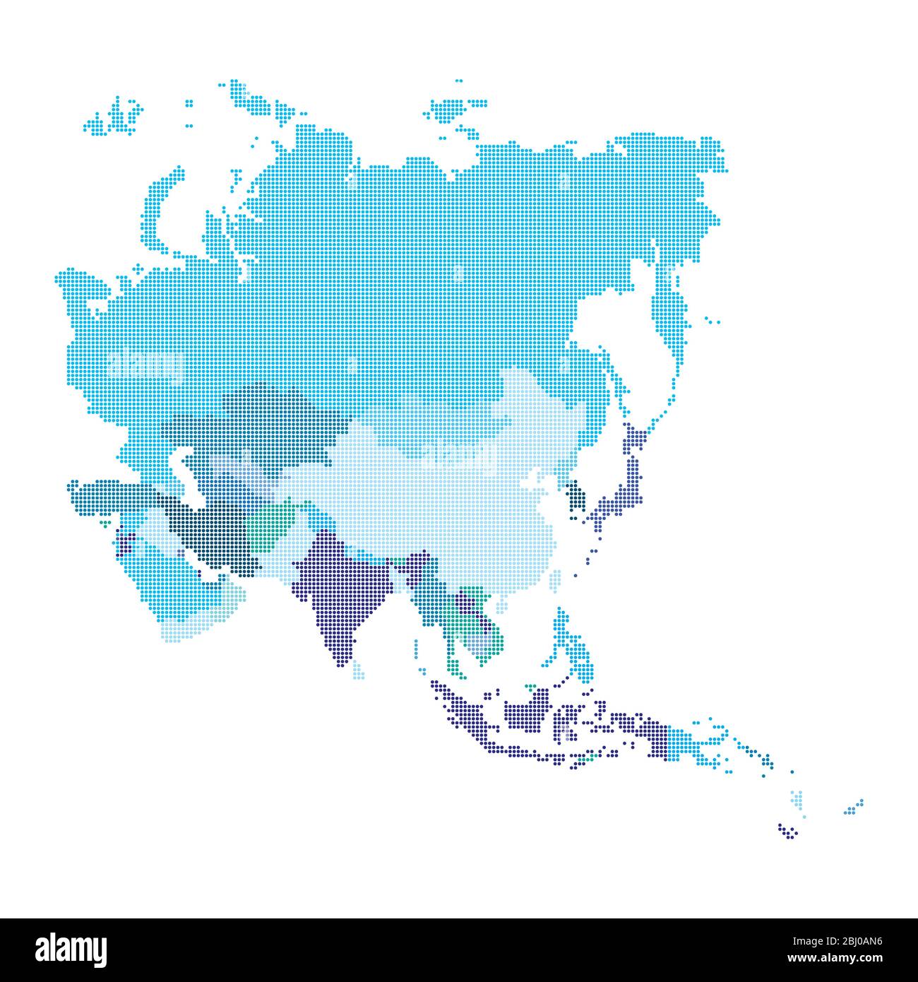 Asia map made from halftone dot pattern Stock Vector