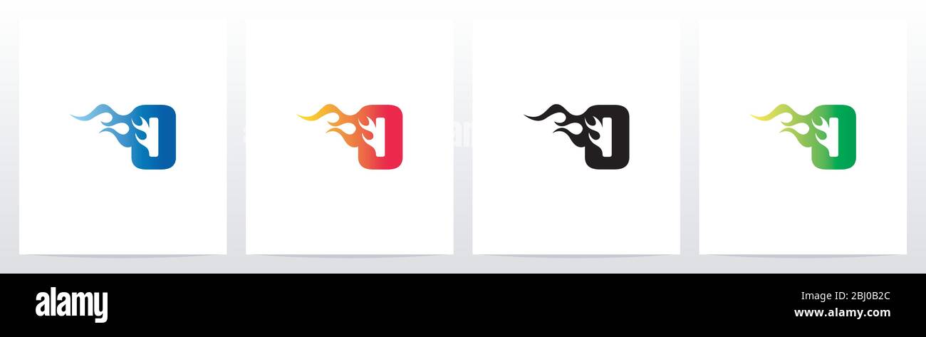 Fire Flame On Letter Logo Design O Stock Vector