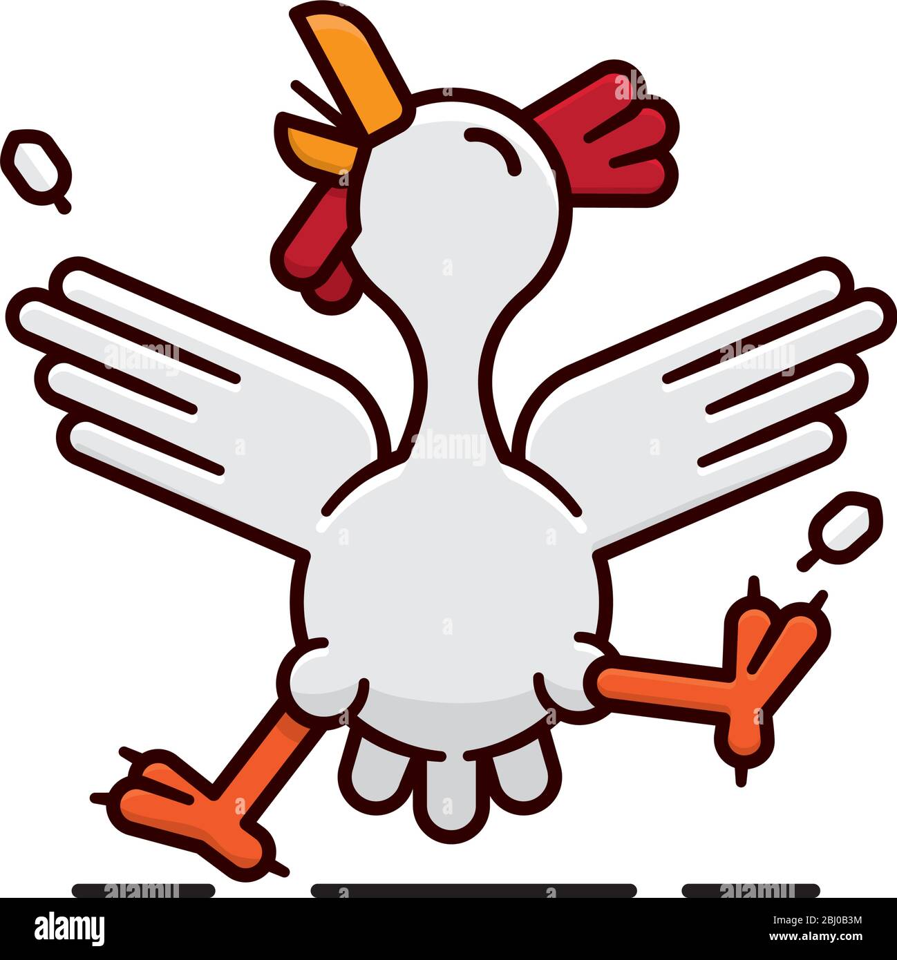 Dancing chicken isolated vector Illustration for Chickendance Day on May 14th. Cheerful cartoon hen character color symbol. Stock Vector