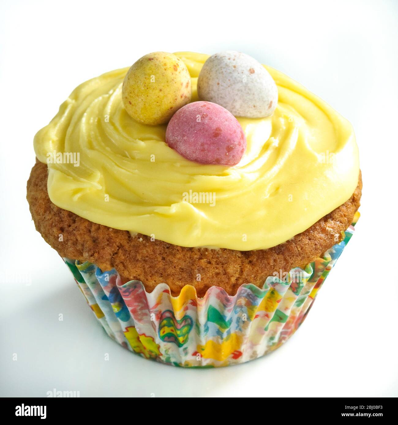 Iced Easter cupcake with chocolate mini eggs Stock Photo Alamy
