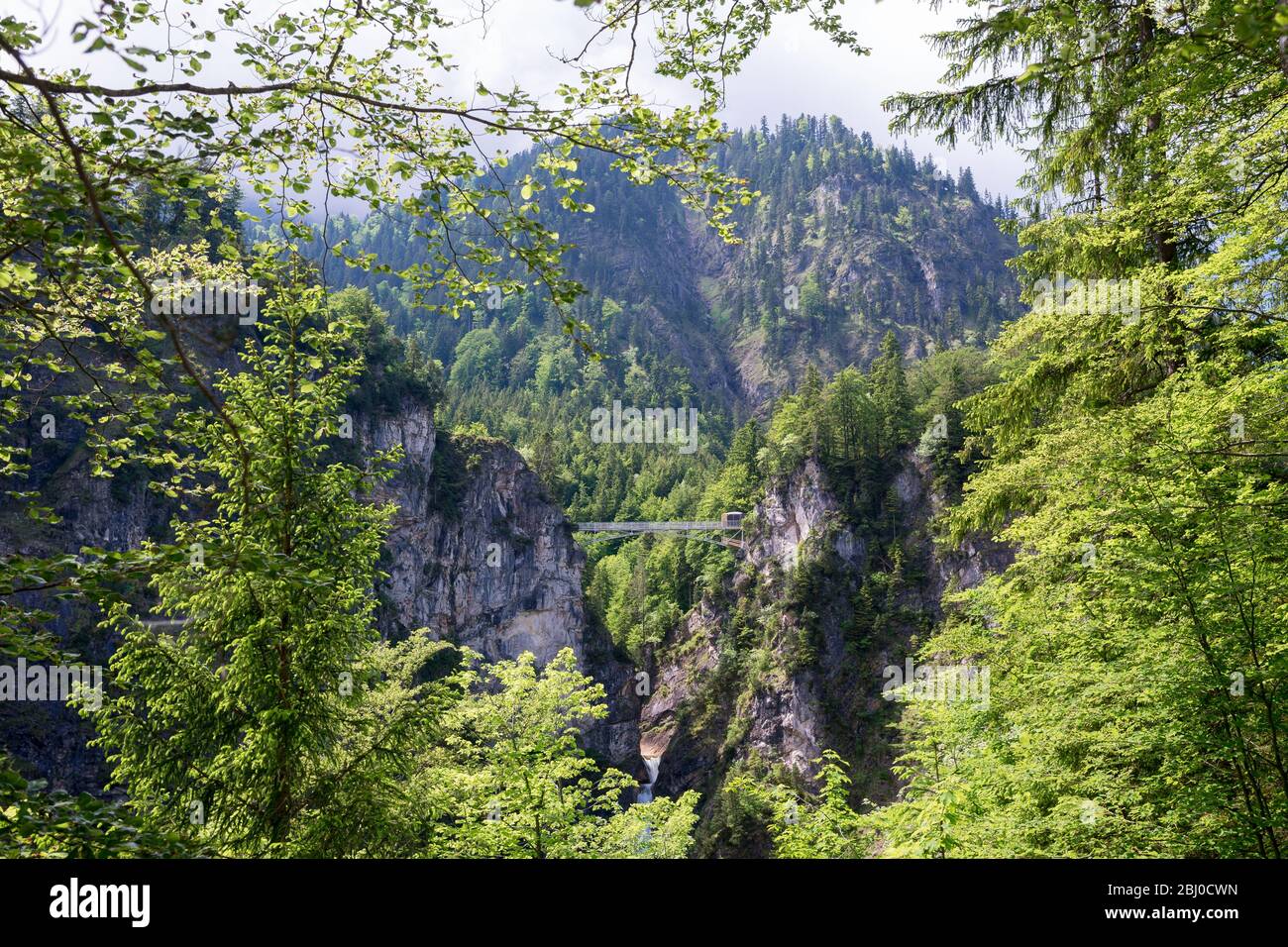 Tourist pedestrian bridge around Neuschwanstein castle in the Bavaria