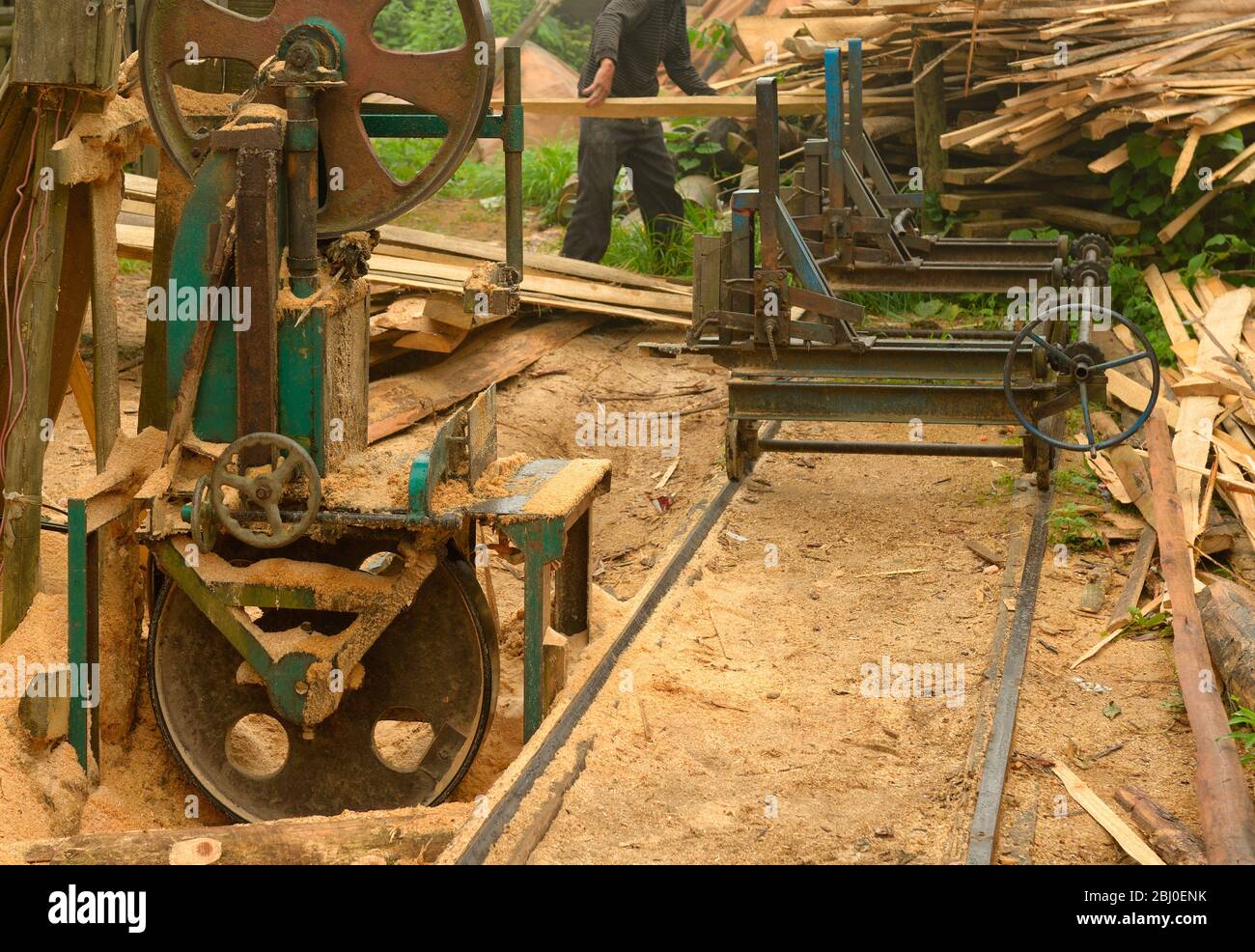 Ancient rudimentary sawmill in village Stock Photo - Alamy