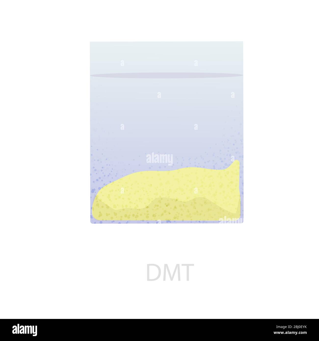 A serving of yellow DMT in a bag. The illustration of the psychedelic drug Stock Vector