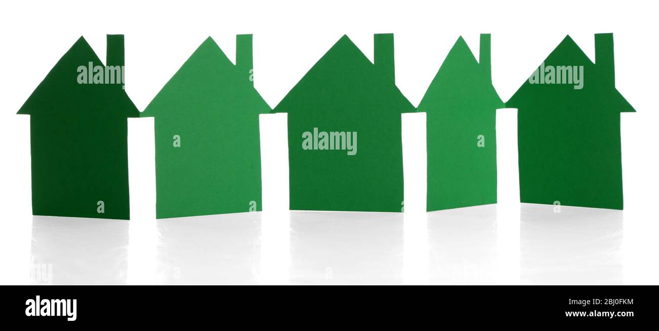 Paper houses isolated on white Stock Photo Alamy
