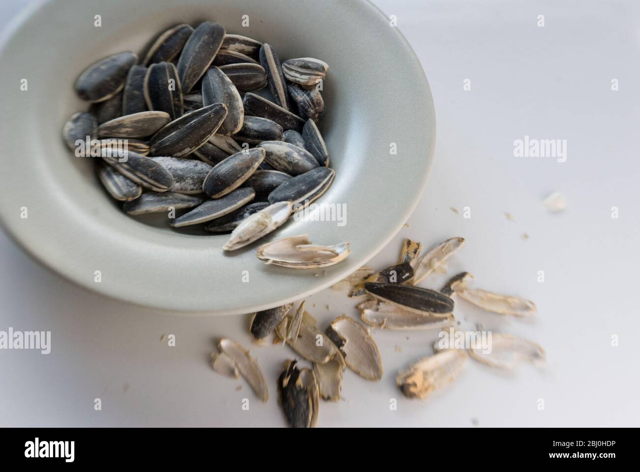 Toasted and salted sunflower seeds as a snack and to have with drinks - Stock Photo