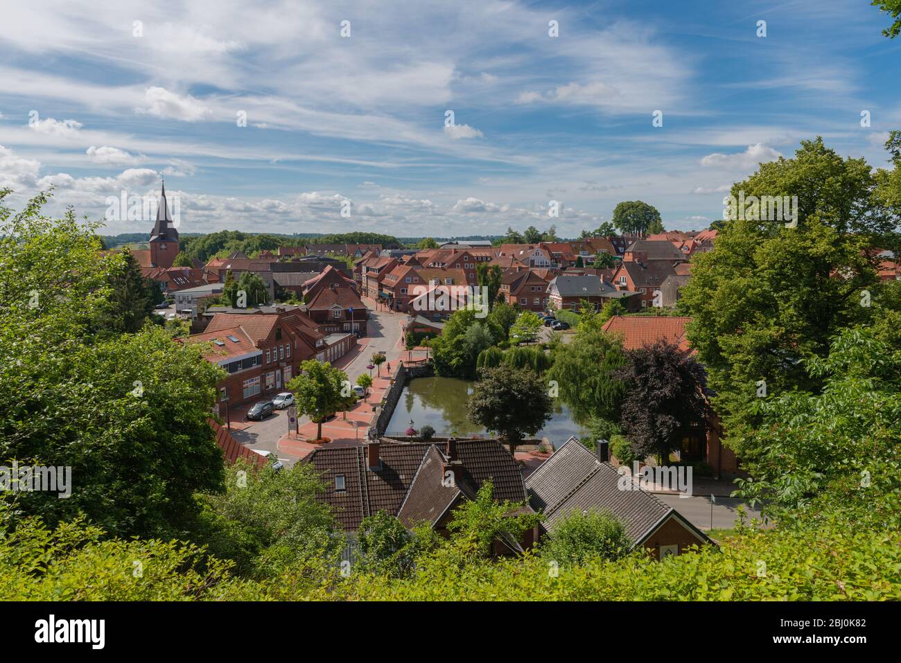 Small country town of Lütjenburg with St.-Michaelis-Kirche, Kreis Plön, Schleswig-Holstein, North Germany, Central Europe Stock Photo