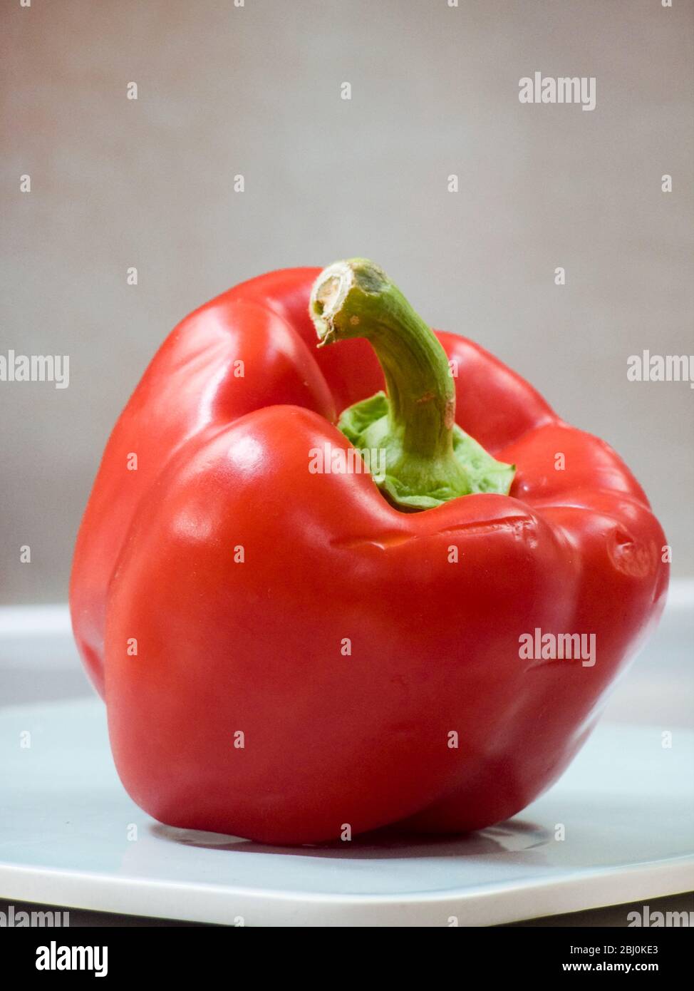 Whole shiny red sweet pepper - Stock Photo