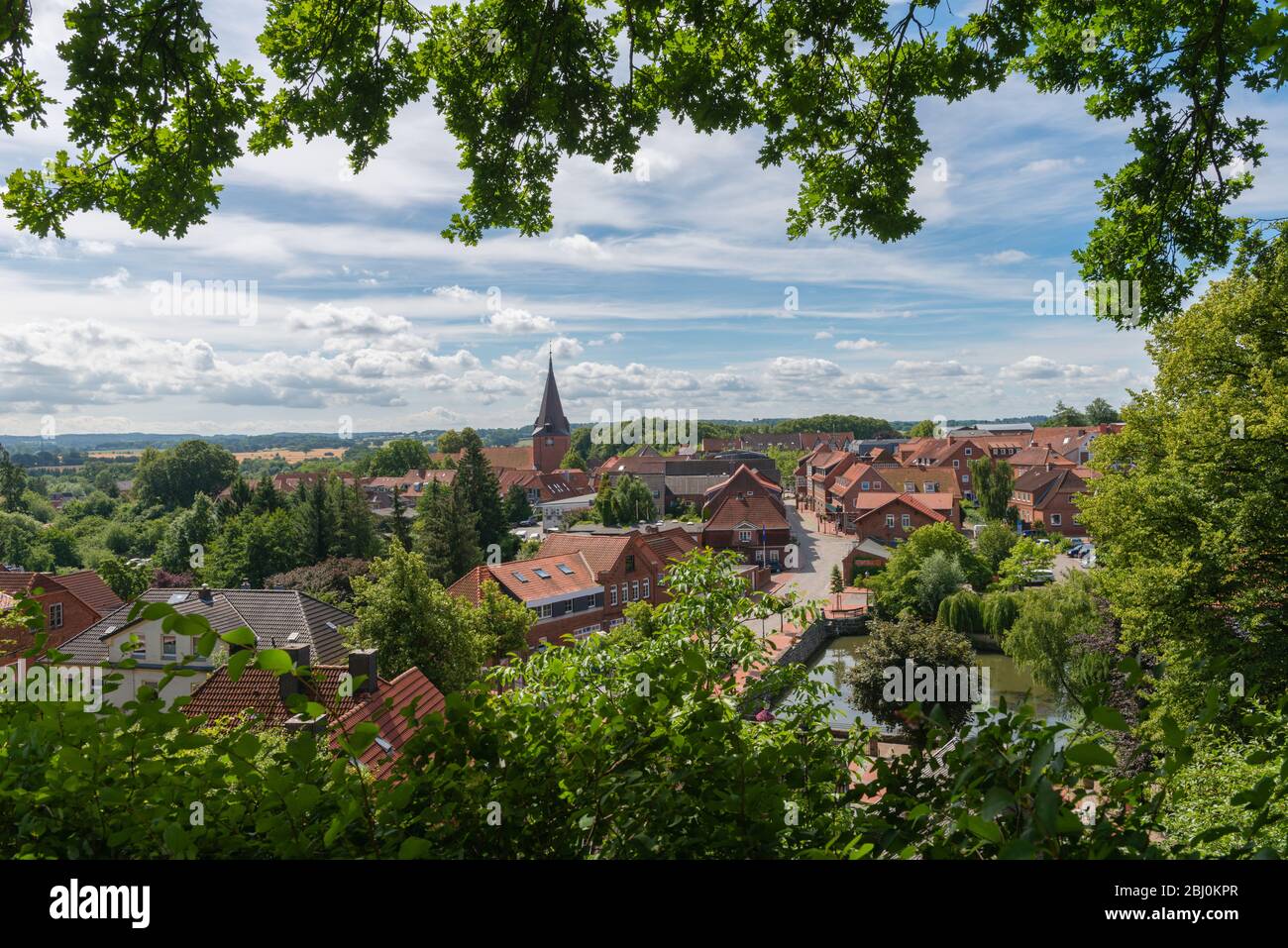 Small country town of Lütjenburg with St.-Michaelis-Kirche, Kreis Plön, Schleswig-Holstein, North Germany, Central Europe Stock Photo