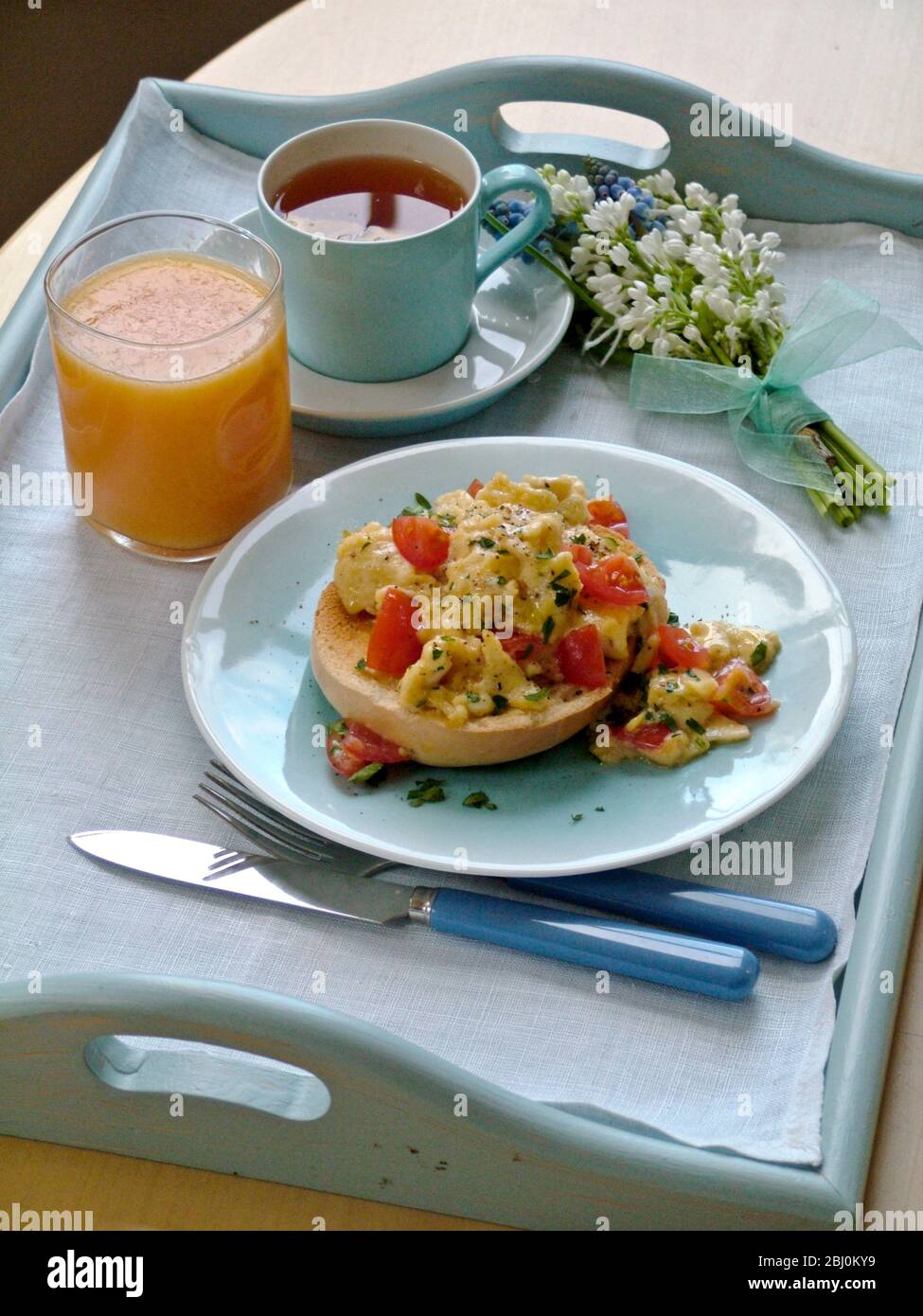 Breakfast tray for Mother's day - Stock Photo