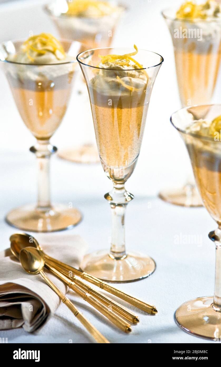 Champagne jellies - desserts for a special dinner party - Stock Photo