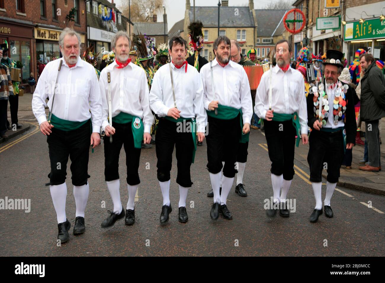 The Stevenage Sword dancers, Whittlesey Straw Bear Festival, Whittlesey town, Cambridgeshire; England, UK Stock Photo