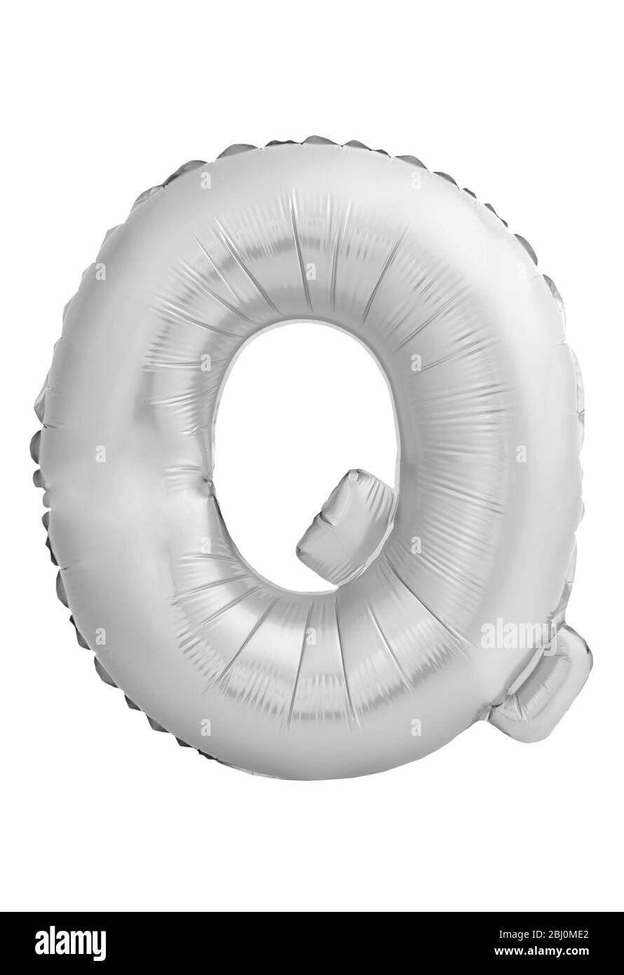 Letter Q made of inflatable balloon isolated on white Stock Photo