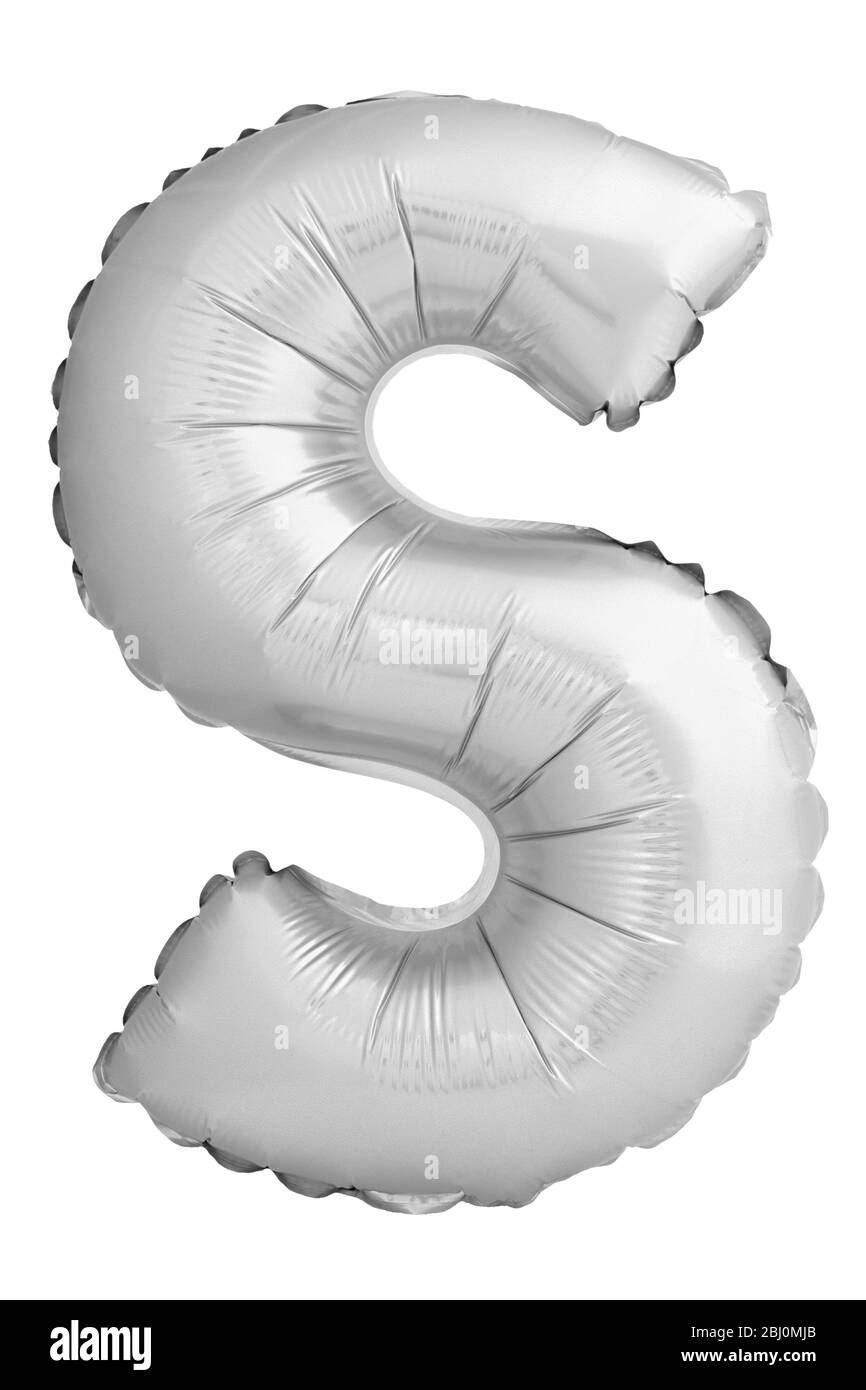 Letter S made of inflatable balloon isolated on white Stock Photo
