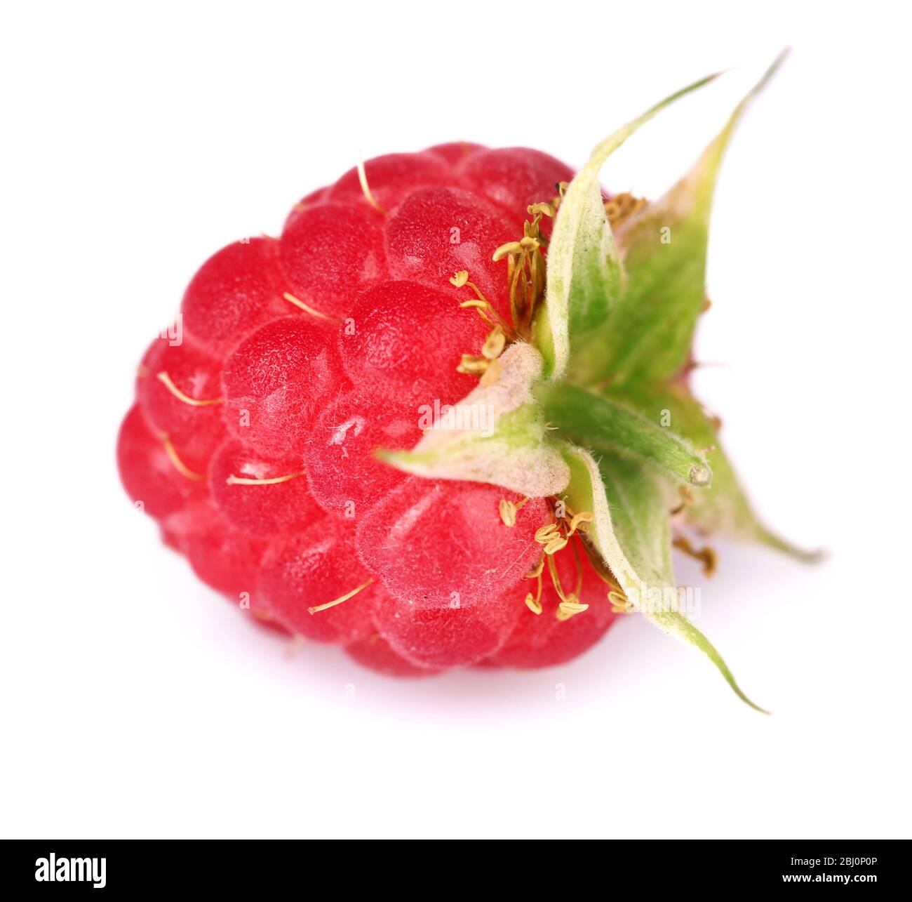 Ripe red raspberry isolated on white Stock Photo - Alamy