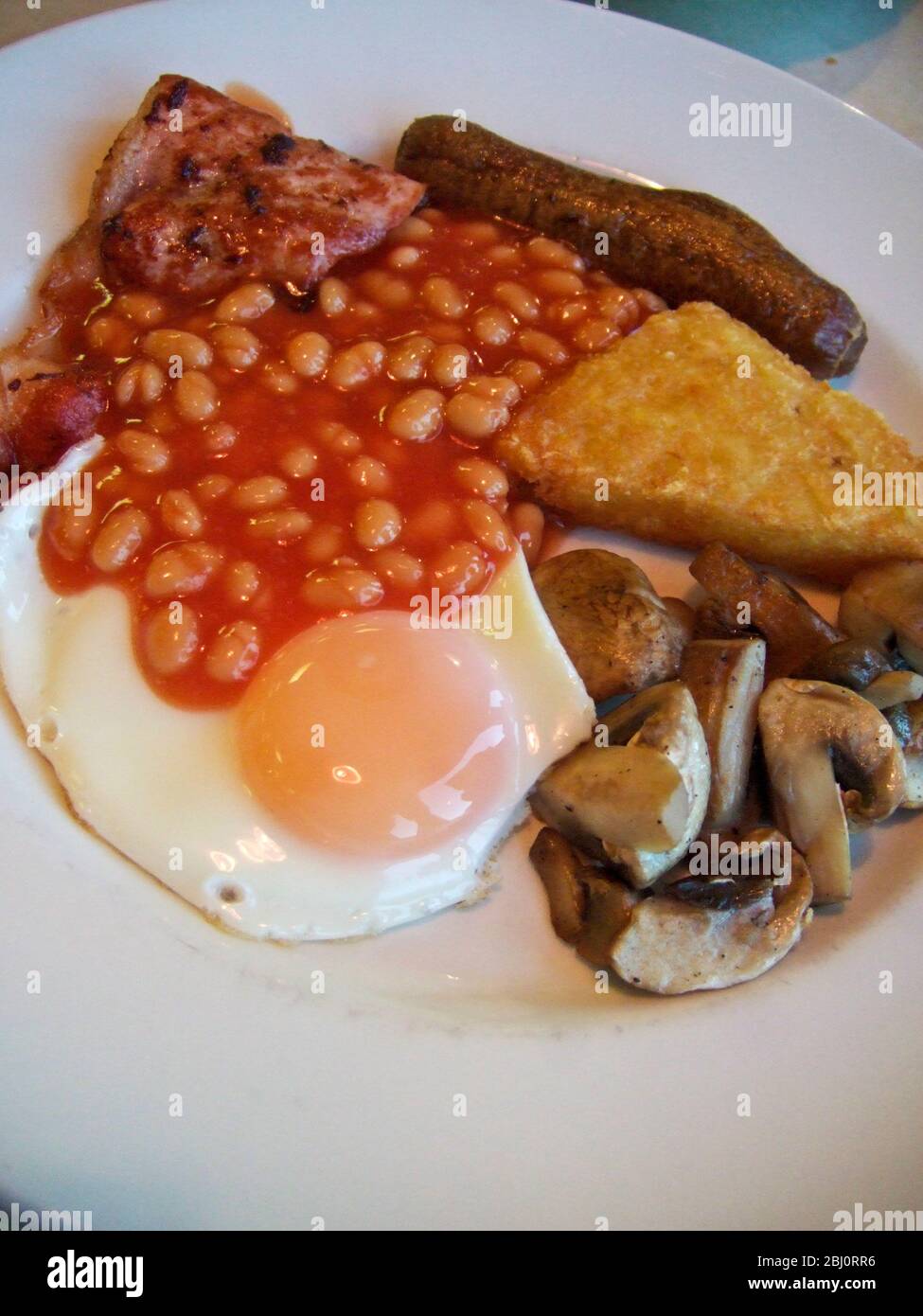 Full British breakfast at Little Chef restaurant, Dumfries, Scotland - Stock Photo
