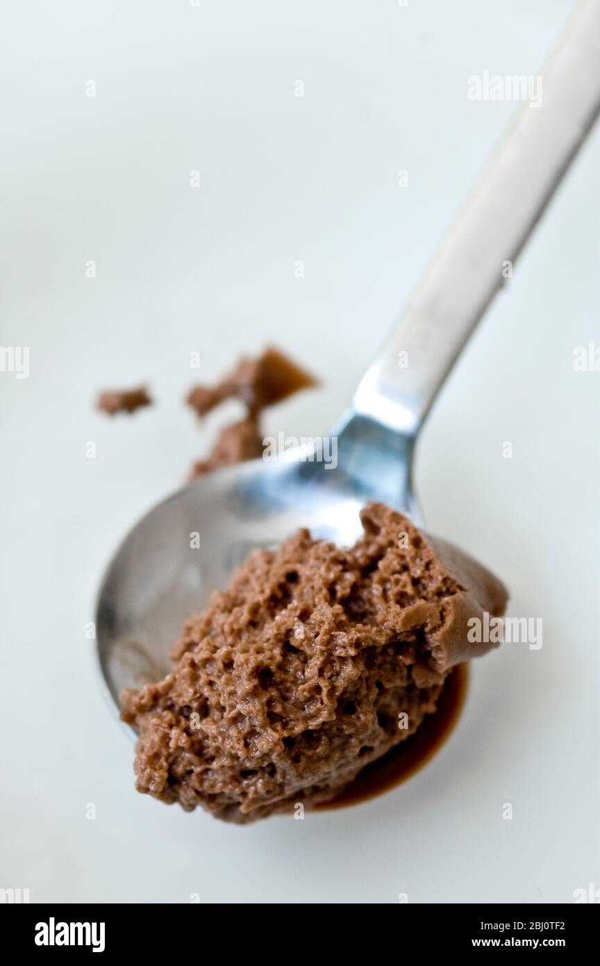 Teaspoonful of chocolate mocha dessert - Stock Photo