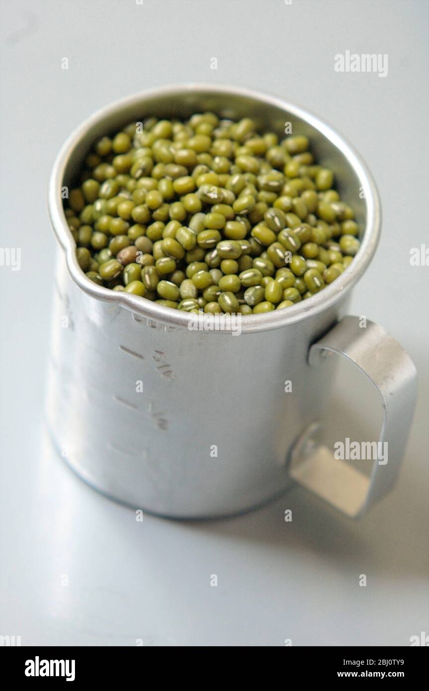 Mung beans in American cup measure - Stock Photo