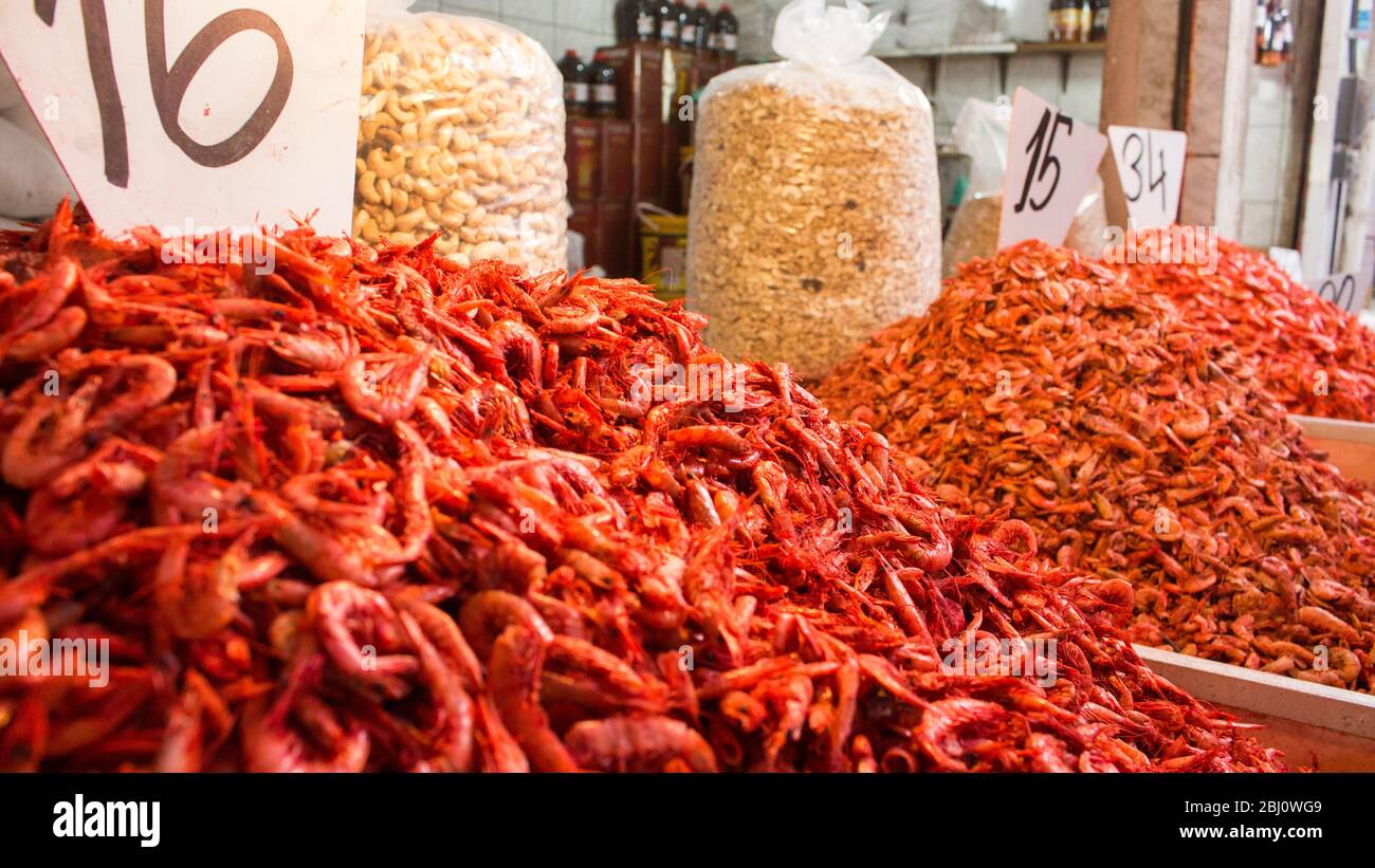 Fermented shrimp at sao Joaquim market, Salvador de Bahia, Brazil Stock Photo