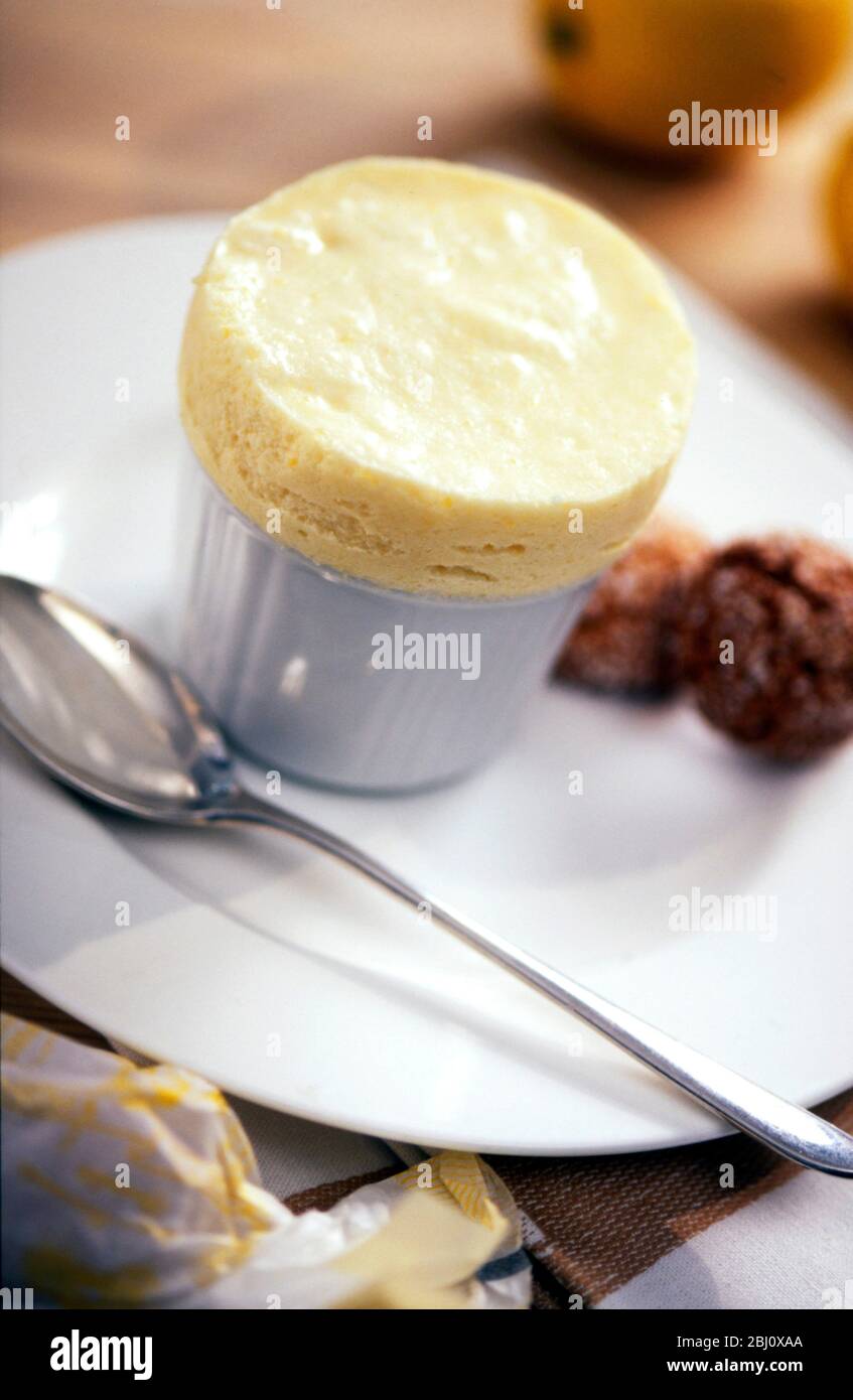 Small cold souffle pudding - Stock Photo