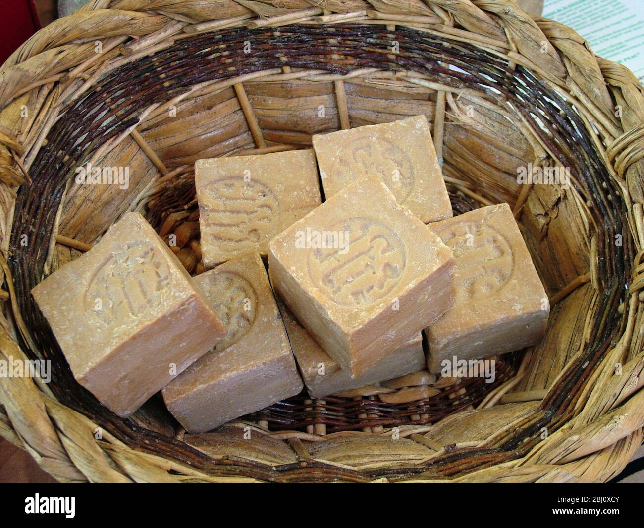 Blocks of soap for sale in French market at Menton south of France - Stock Photo