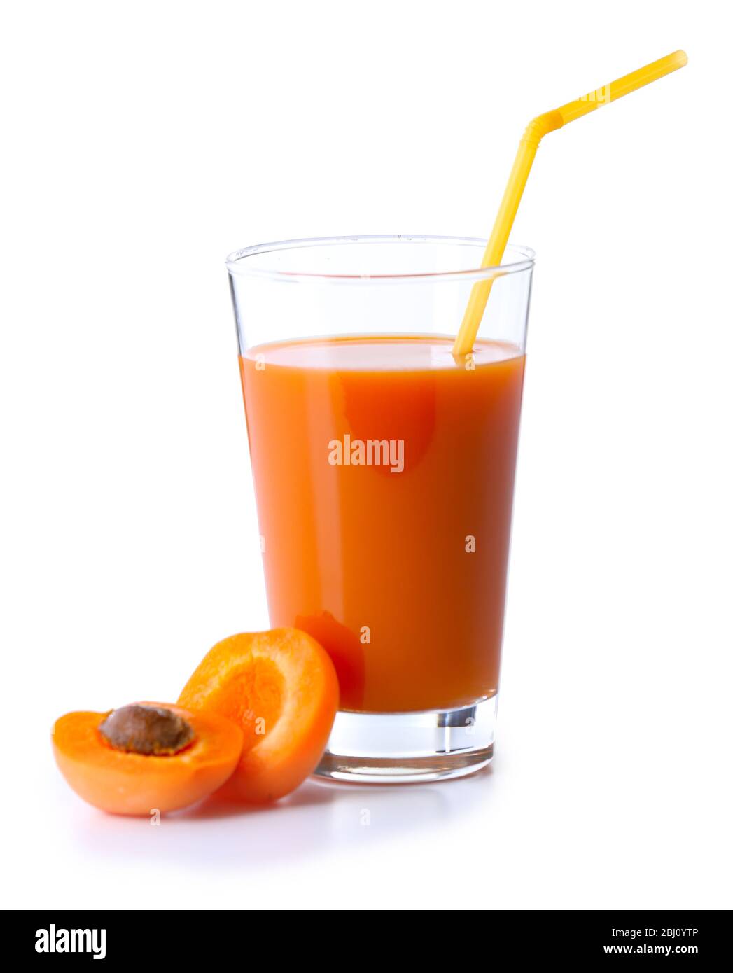 Glass of apricot juice isolated on white Stock Photo Alamy
