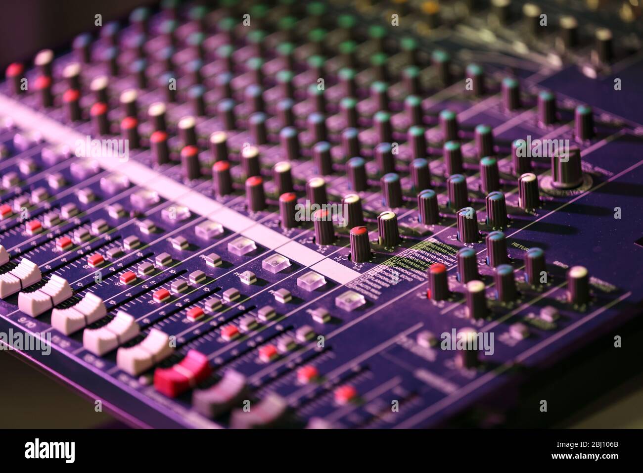 Audio mixing console closeup Stock Photo Alamy