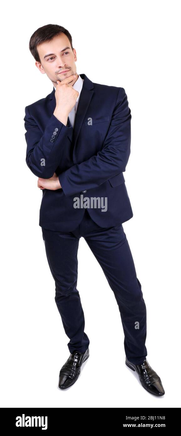 Elegant man in suit isolated on white Stock Photo - Alamy