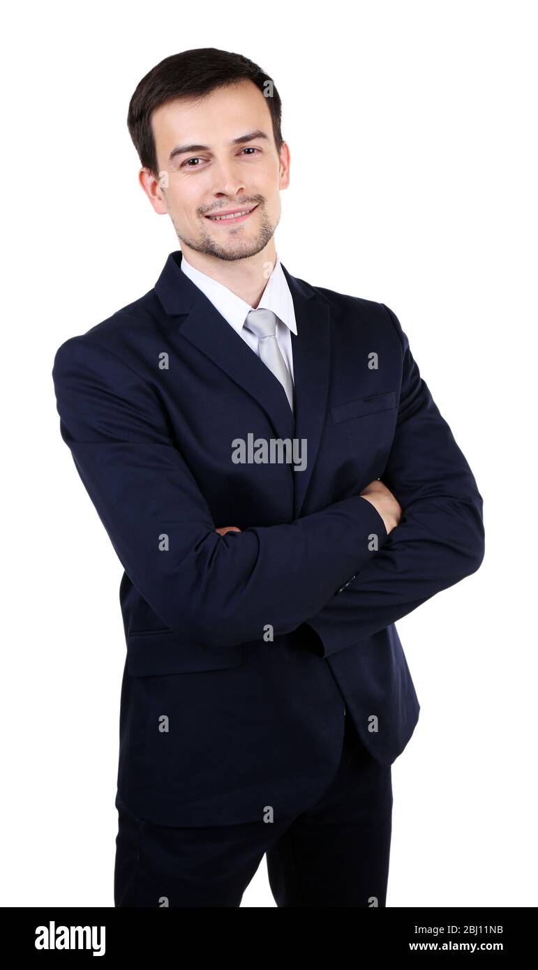 Elegant man in suit isolated on white Stock Photo - Alamy
