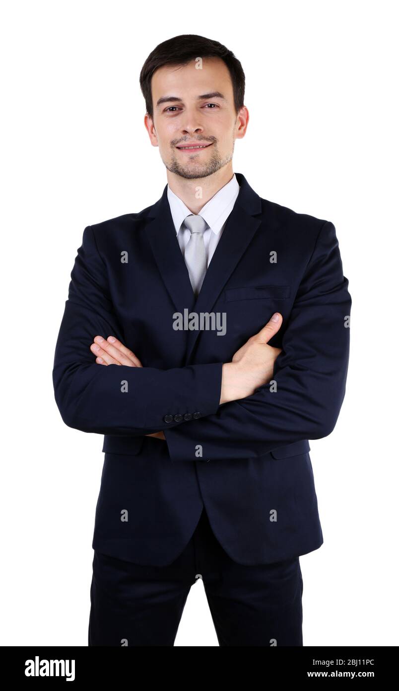 Elegant man in suit isolated on white Stock Photo - Alamy