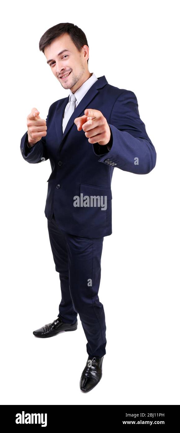 Elegant man in suit isolated on white Stock Photo - Alamy