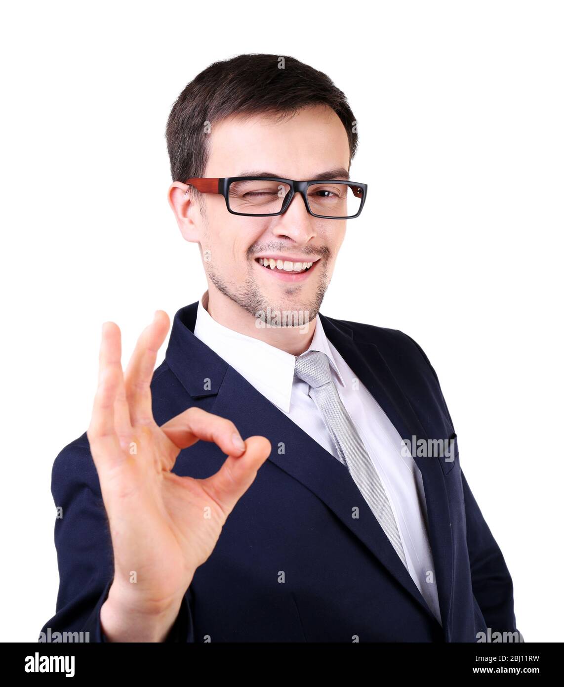 Elegant man in suit isolated on white Stock Photo - Alamy