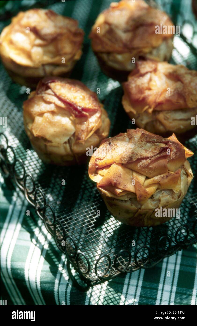 Small apple tart made with filo pastry - Stock Photo