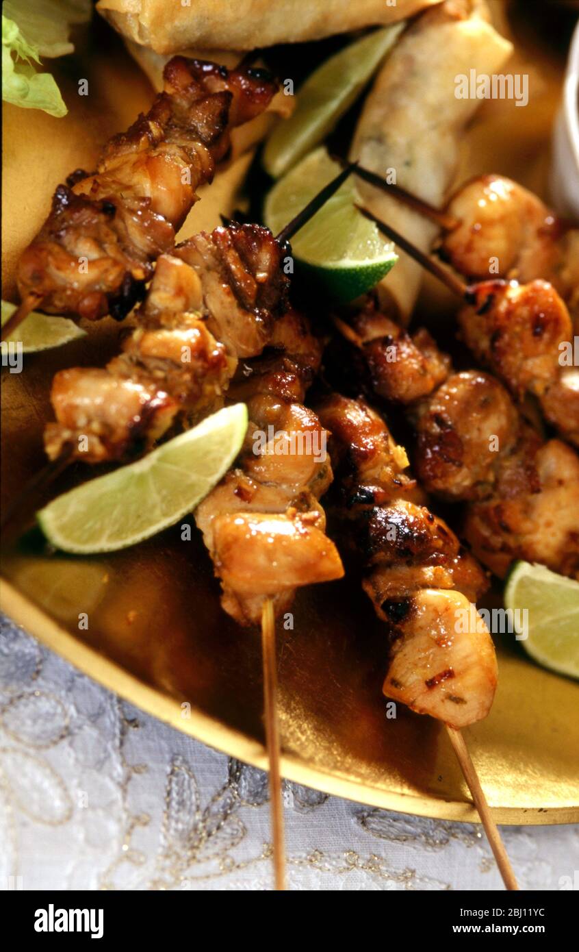 Chicken sate sticks for party - Stock Photo