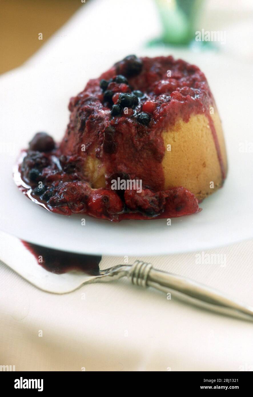Steamed pudding and fruit - Stock Photo