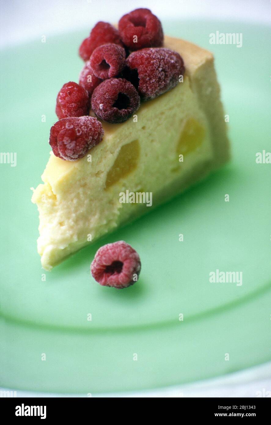 Raspberries & cheesecake - Stock Photo