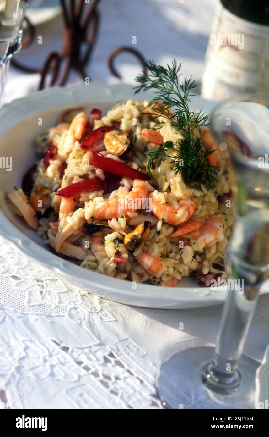 Seafood risotto - Stock Photo