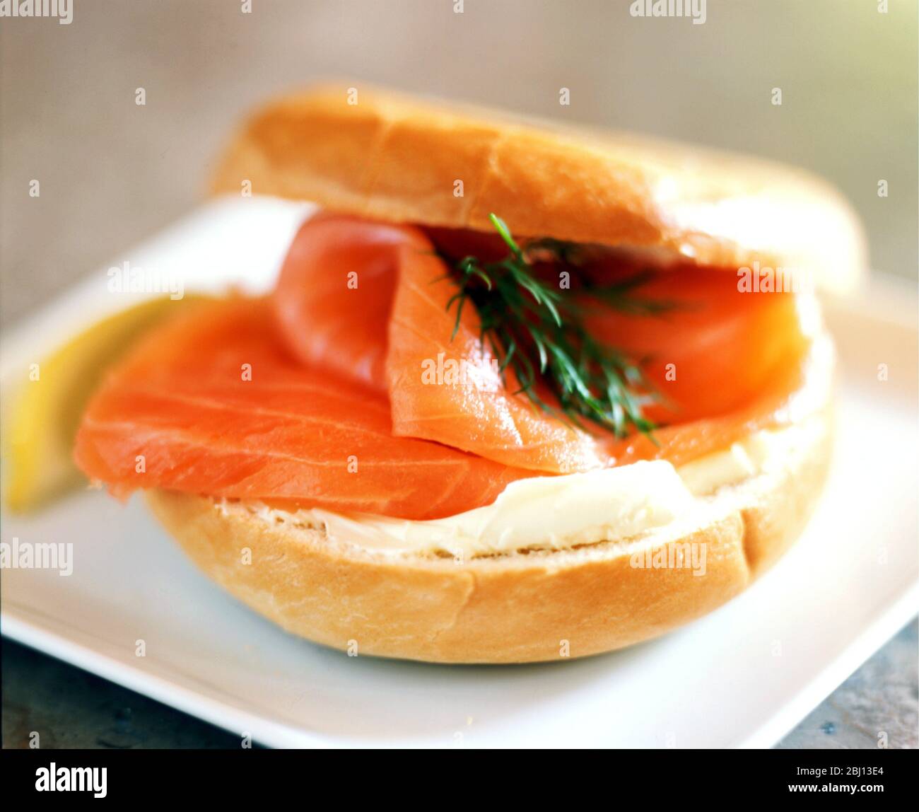 Salmon bagel - Stock Photo