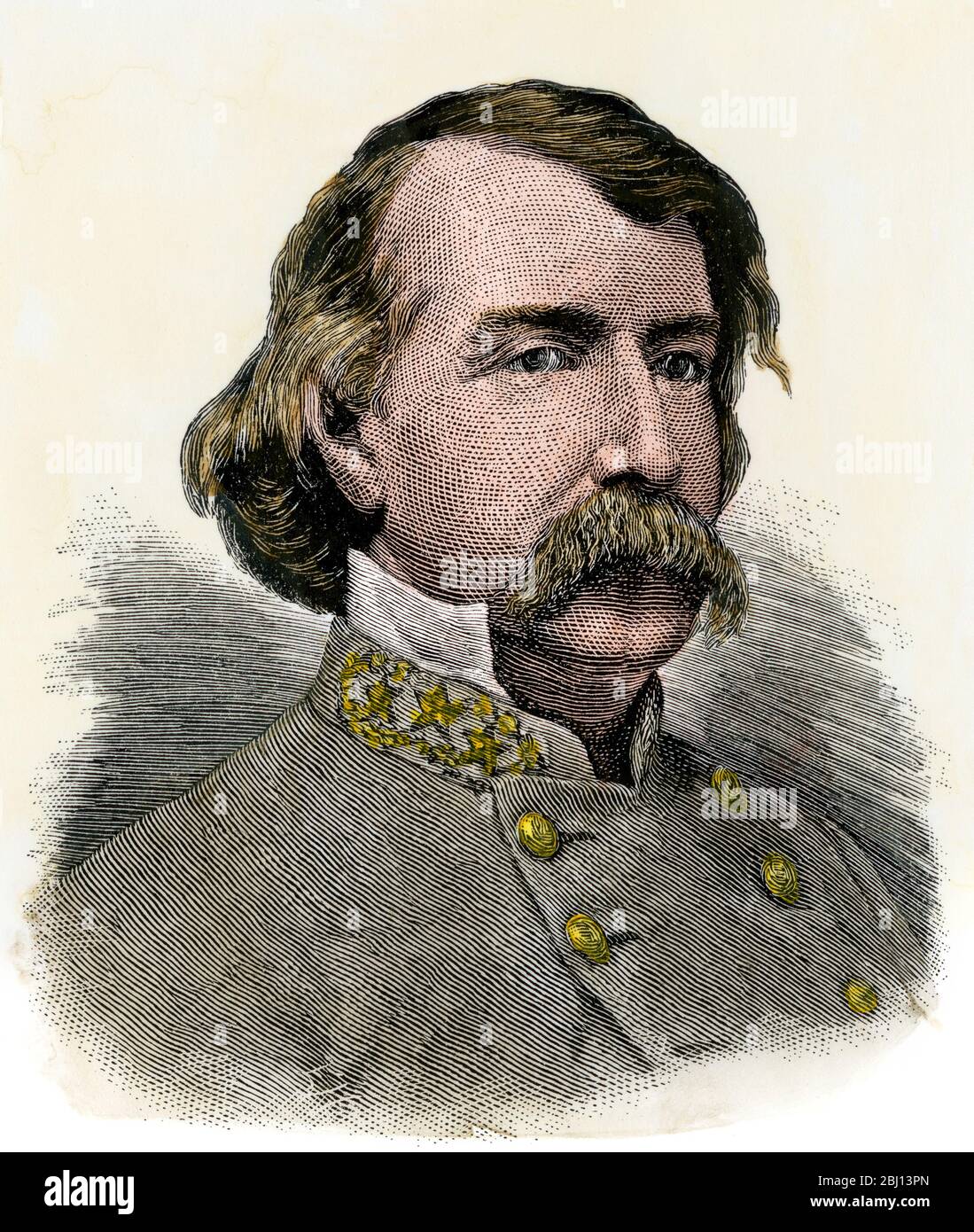 Confederate Brigadier-General John M. Jones. Hand-colored woodcut Stock Photo