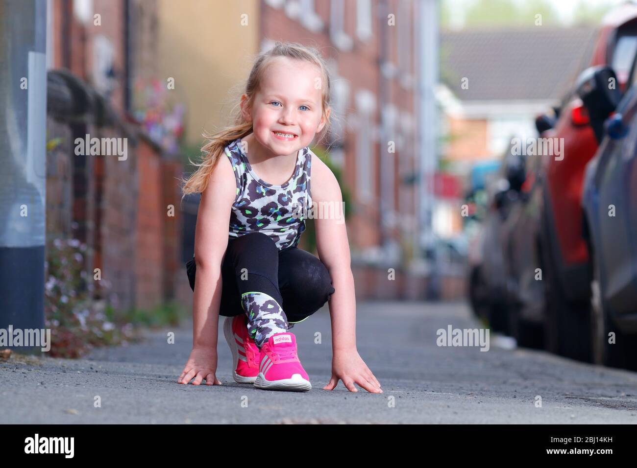 5yr old Ada suffers with a rare form of liver disease. She took on the twopointsixchallenge to say thank you to Childrens Liver Disease Foundation Stock Photo