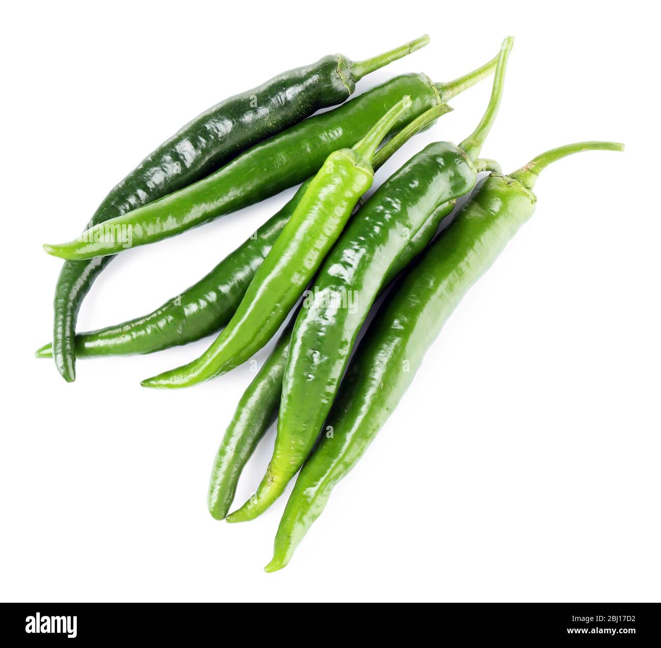 Green hot peppers isolated on white Stock Photo - Alamy